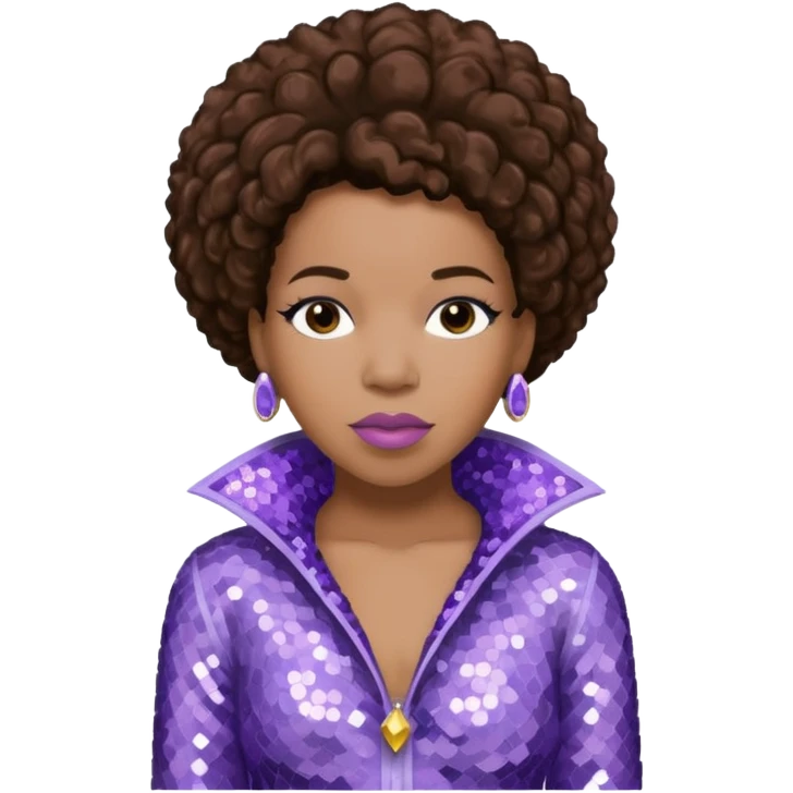 Macy Gray from Mary Mary with dark brown hair, pale lavender sequin outfit emoji