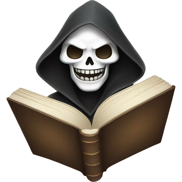 happy reaper face with book emoji