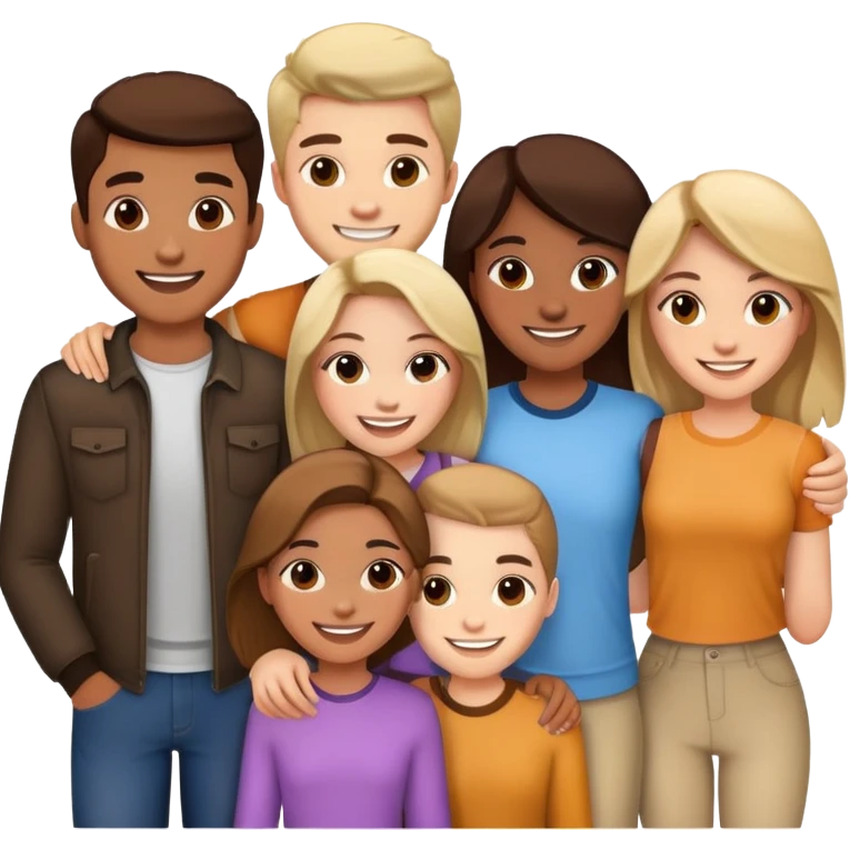 Group of friends, 3 guys and 3 girls emoji