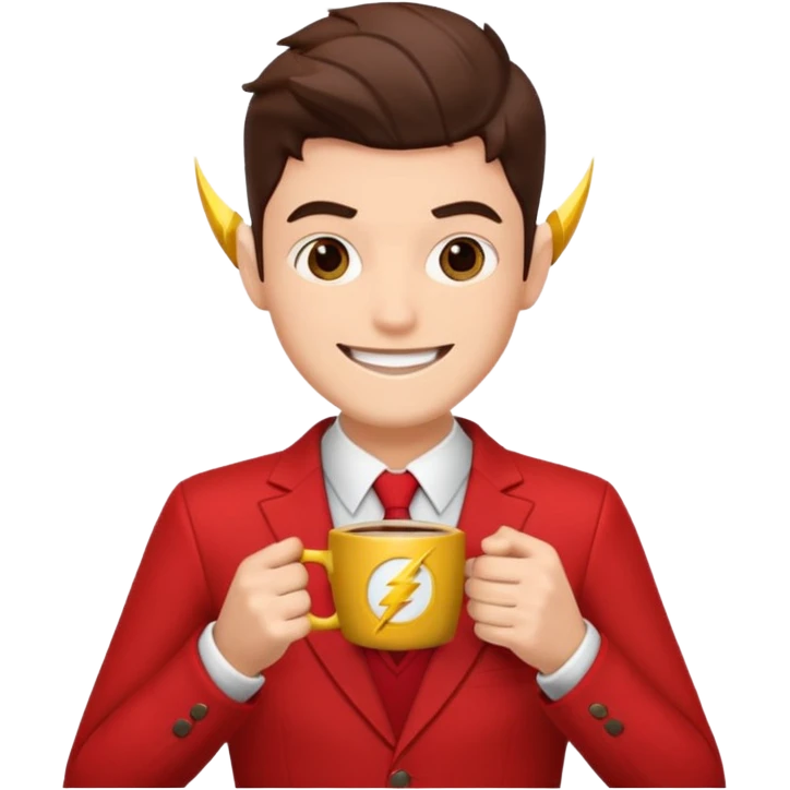 The flash drinking coffee emoji
