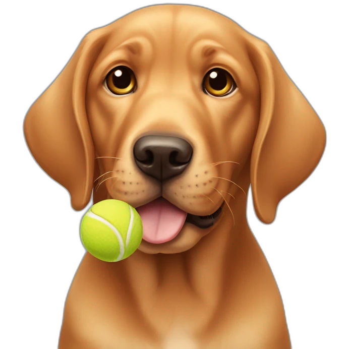 Puppy Red labrador holding a tennis ball on his mouth emoji