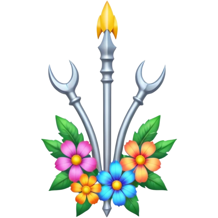un trident normal juste il y a des fleurs entoure emoji