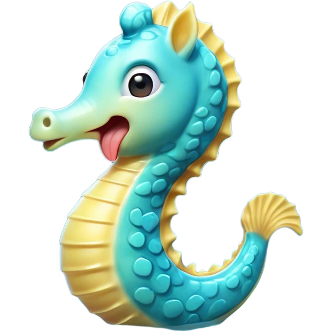 Cinematic Cute Yawning Sea Horse Portrait Emoji, Head tilted slightly with a dramatic, wide-open yawn, showcasing a slender, gracefully curved body with a softly drooping tail and sleepy, half-closed eyes, Simplified yet irresistibly adorable features, highly detailed, glowing with a soft, cozy aquatic glow, high shine, relaxed yet expressive, stylized with a dash of whimsical marine charm, soft glowing outline, capturing the essence of a drowsy yet affectionate sea horse that appears ready to stretch out for a nap! emoji