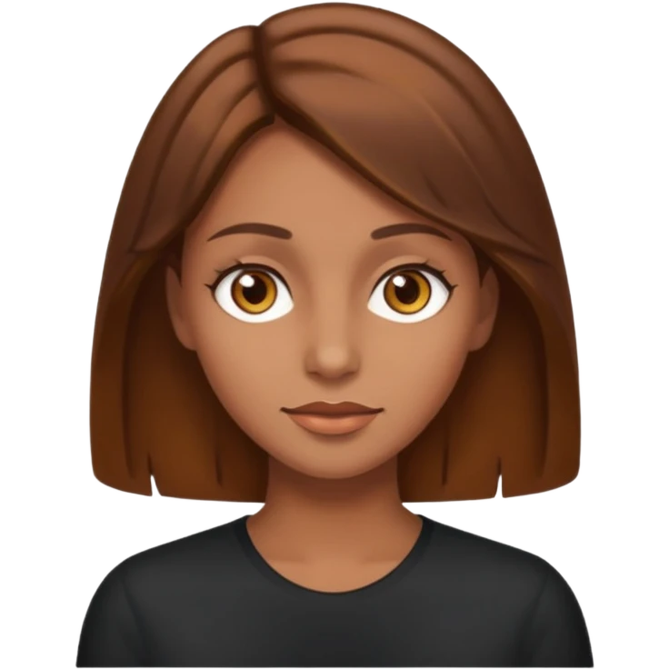 Tan skinned woman with brown hair hazel colored eyes. emoji