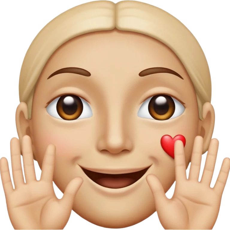a face with one eye as a heart and the other as a peace sign, big warm smile, radiating empathy and calm emoji