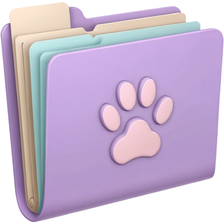 a pastel folder of documents with a pawprint on it emoji
