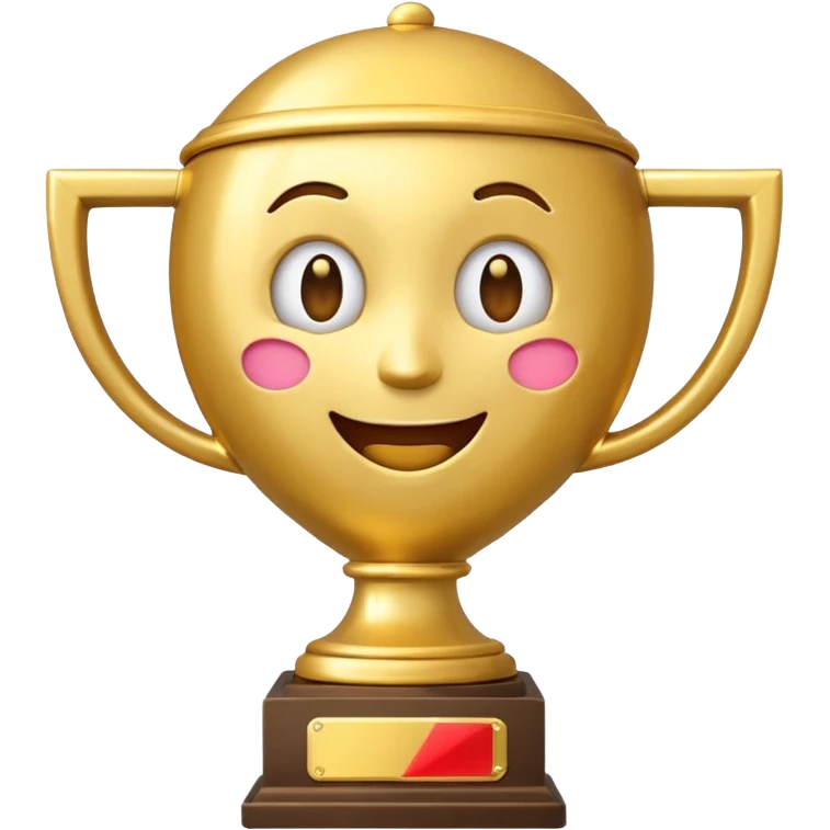 gold trophy, excited, fun, expressive emoji style emoji