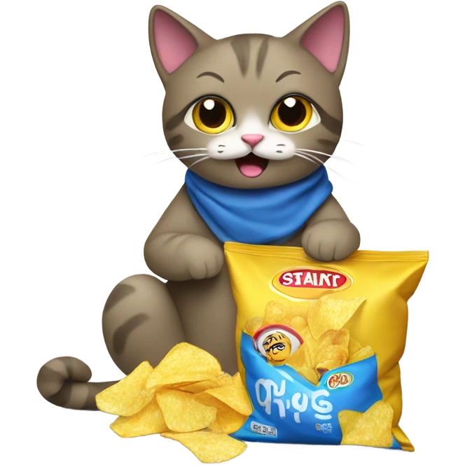 Cat eating a bag of chips  emoji