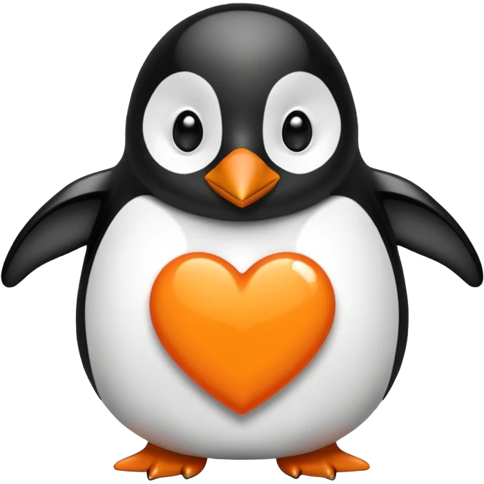 orange heart with a penguin in the middle emoji