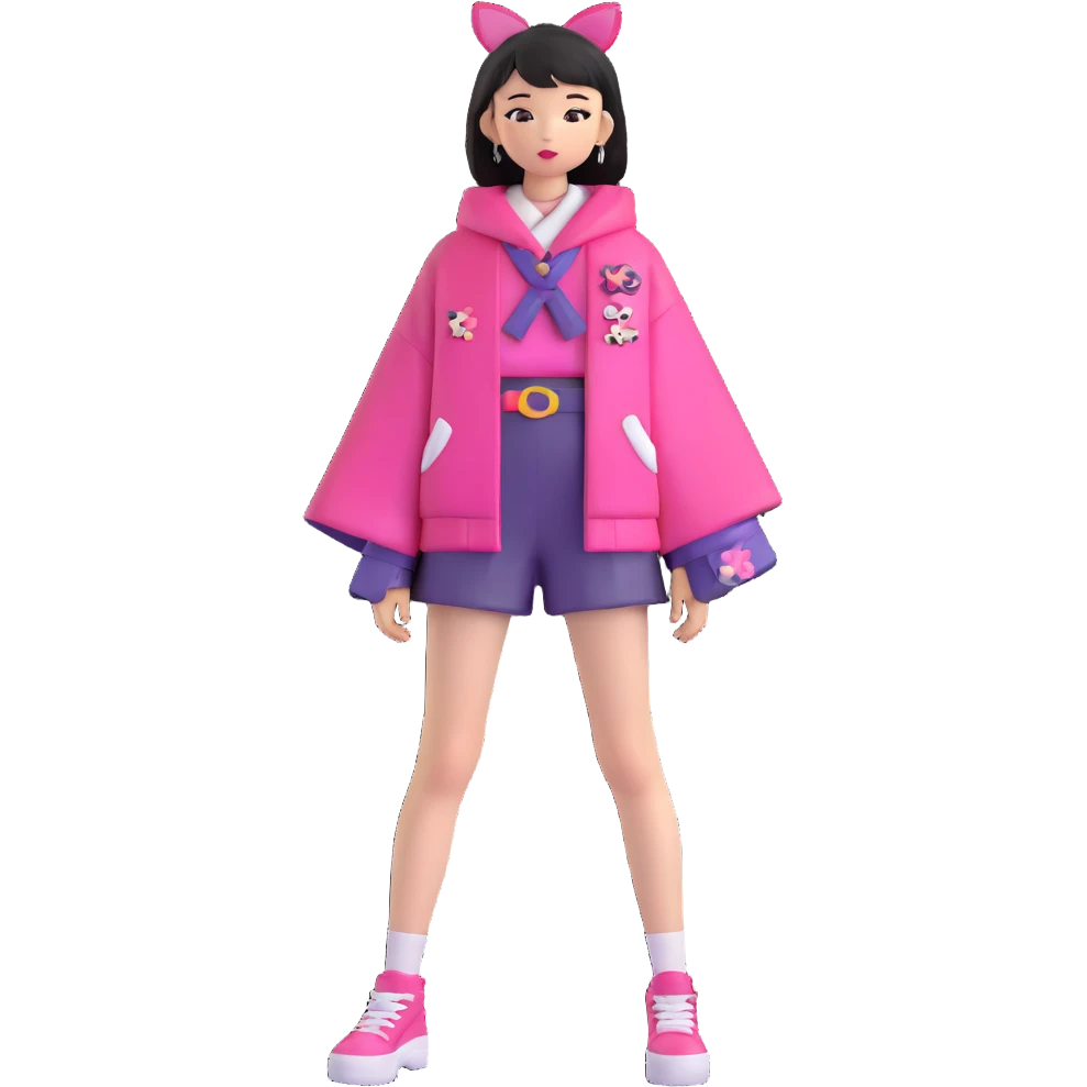 Japanese fashion model in harajuku style outfit emoji