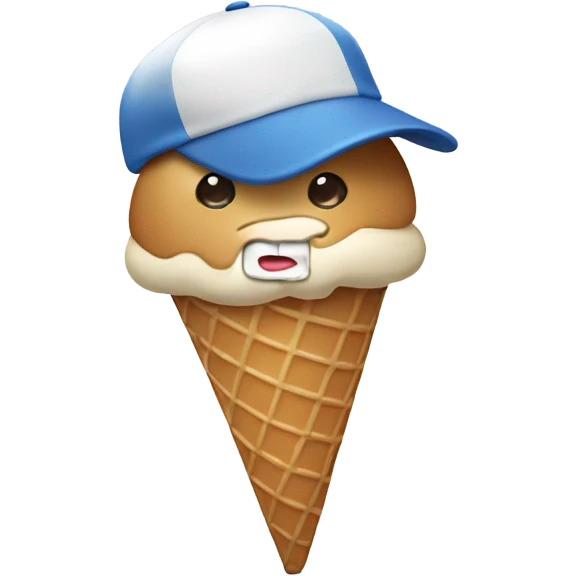 Ice cream cone with a baseball hat  emoji