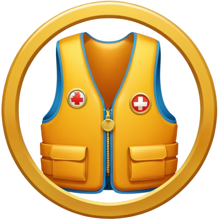 a gold medal with a lifevest engraved on it emoji