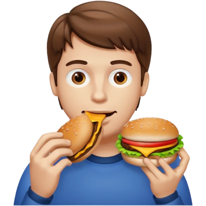 white man, brown hair, eating  emoji