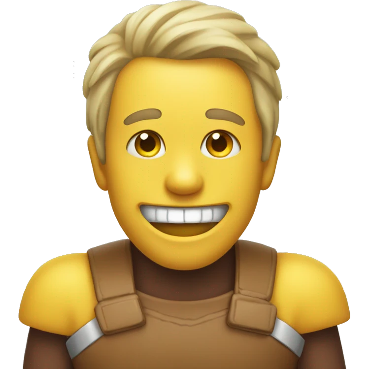 Smiling emoji with yellow bone in its mouth emoji