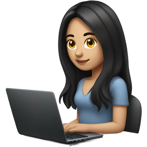 Beautifu Chilean girl, brunette, long hair, Black hair, typing on laptop emoji