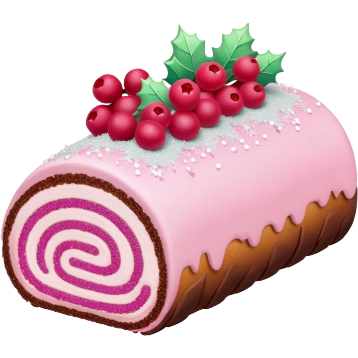 Pastel pink Yule log cake emoji