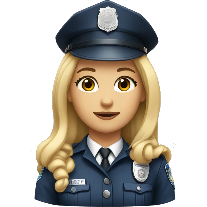 Blonde girl in a Police uniform with a long ponytail emoji