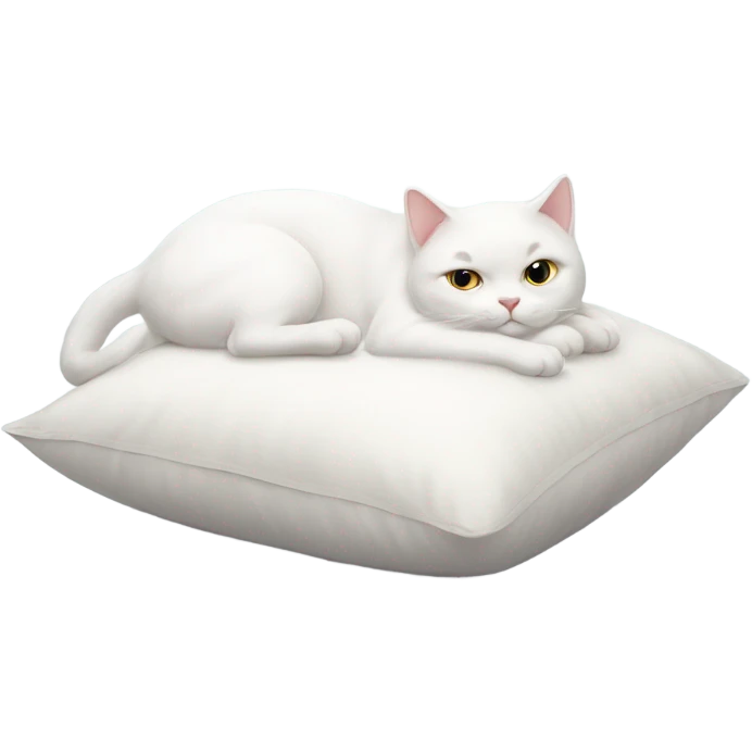 White cat laying on the pillow emoji
