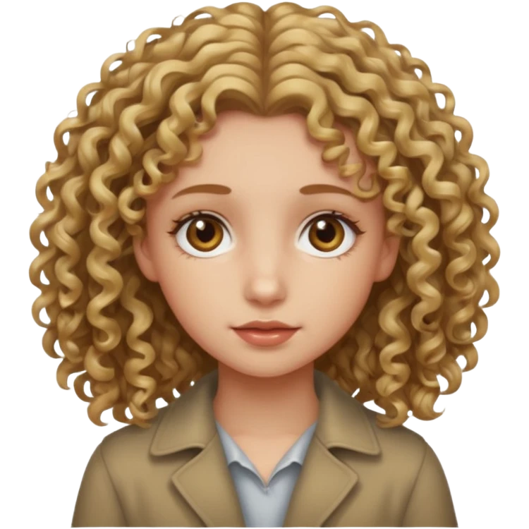girl with dirty blonde curly hair and hazel eyes emoji