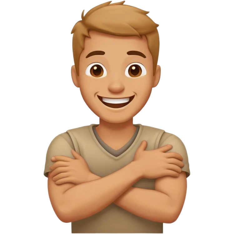 arms crossed holding neck laughing guy emoji