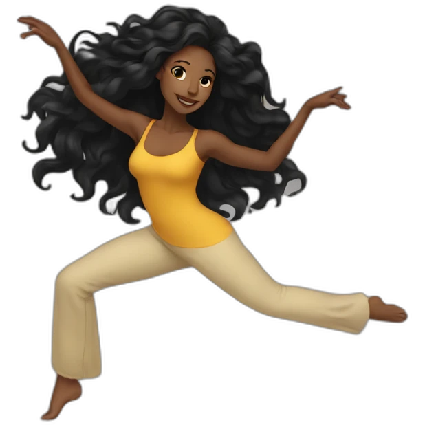 Beautiful Black women long hair dancing emoji