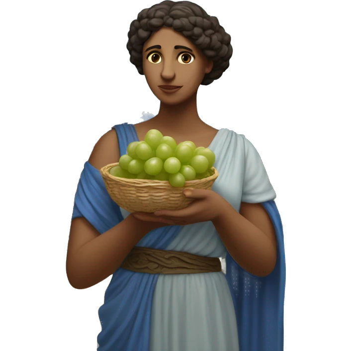 Greek Sappho holds a bunch of grapes in her hand emoji
