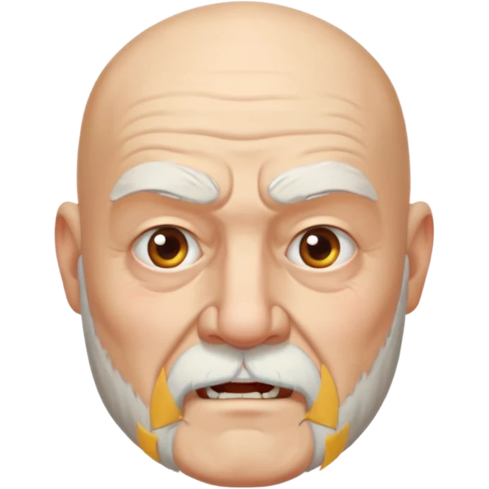 a portrait of aggressive elderly man, bald head, beard emoji