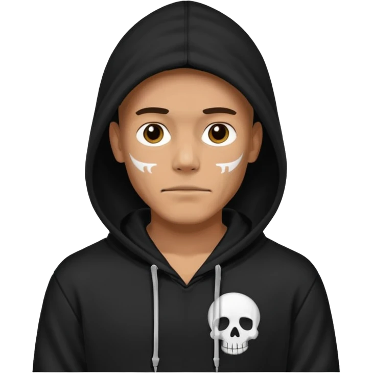 a hoodie with a design of skull on a man  emoji