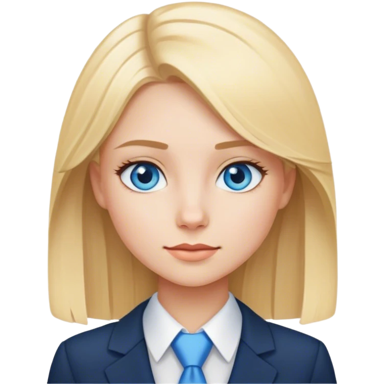 A blond girl blue eyes, Business Outfit, body  emoji