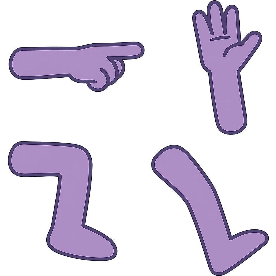 flat toon style purple upper and under limbs emoji
