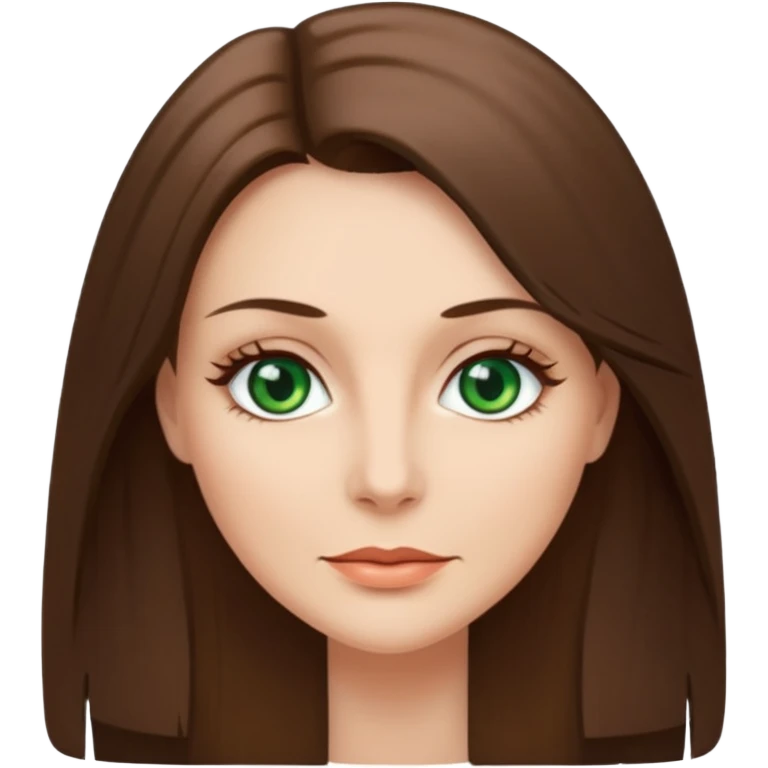 pretty middle age woman with green eyes and long straight ash-brown hair  emoji