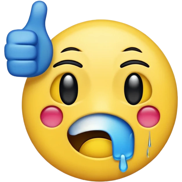 A crying glitchy emoji which is putting a thumbs down emoji