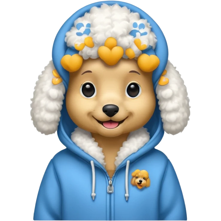 Poodle wearing a hoodie emoji