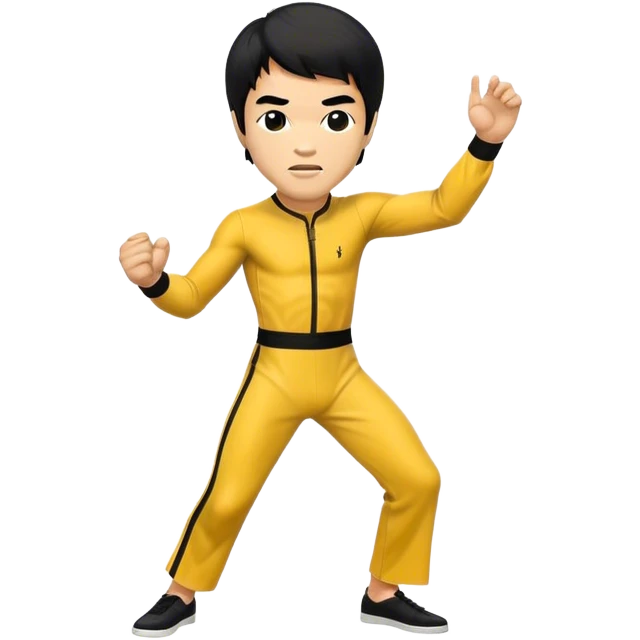 Cinematic Realistic Bruce Lee Pop Culture Emoji, featuring a dynamic portrayal of the legendary martial artist rendered with crisp detail and energetic lighting. emoji