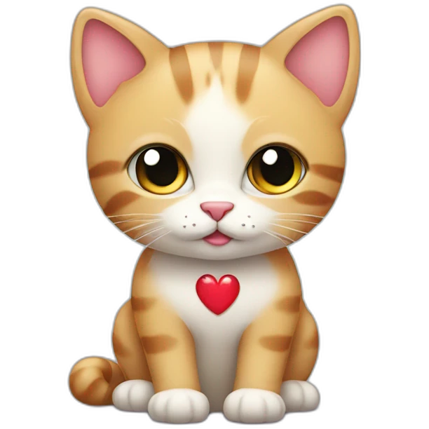 cute cat with heart in eyes emoji
