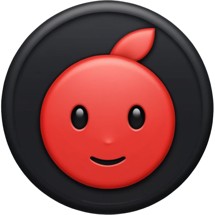 a black circle with a red A protruding from middle emoji