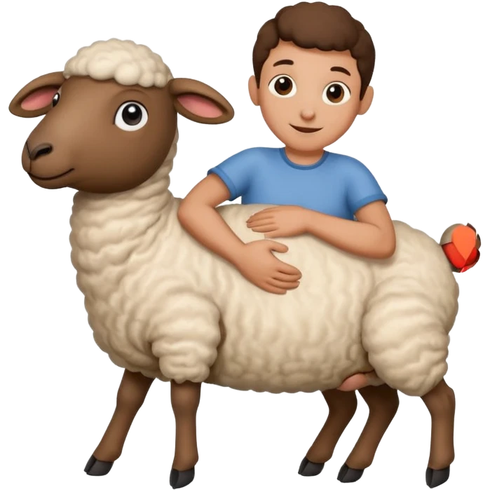 person clinging to belly of sheep emoji