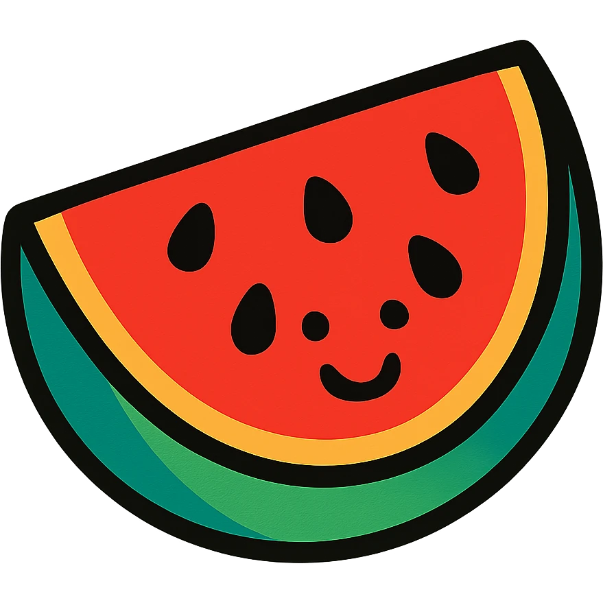 summer watermelon slice with seeds cheerful bold style emoji