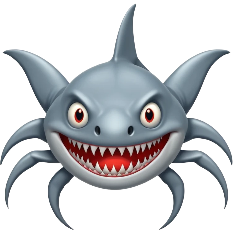 Ein riesiger hai mit spinnen Beinen und 14 Augen  emoji