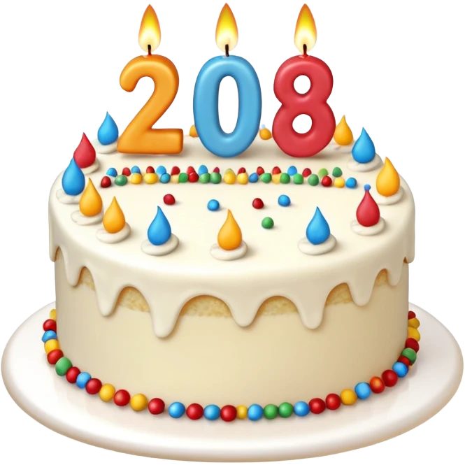 A festive New Year cake with lit candles shaped as the number 2026,
warm lighting, celebratory atmosphere,
soft background, high quality, clean composition emoji