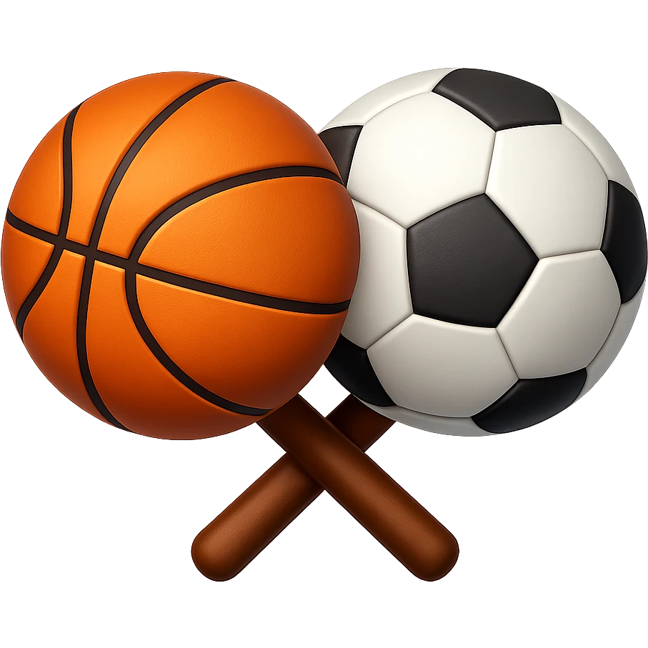 Сгенерируй мне в стиле детализированного емодзи два скрещенных мяча на пнг фоне без фона emoji