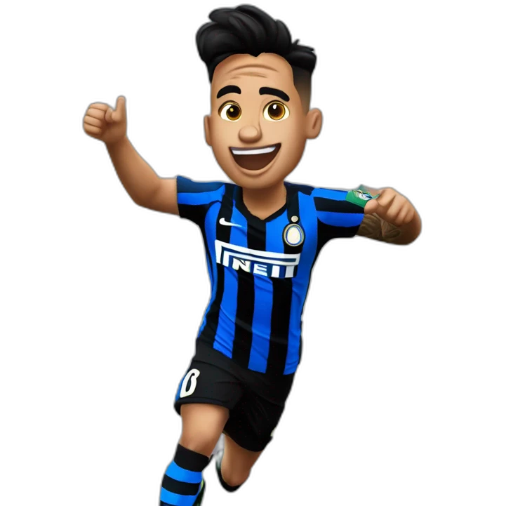 Lautaro Martinez celebrating a goal in Inter Shirt emoji
