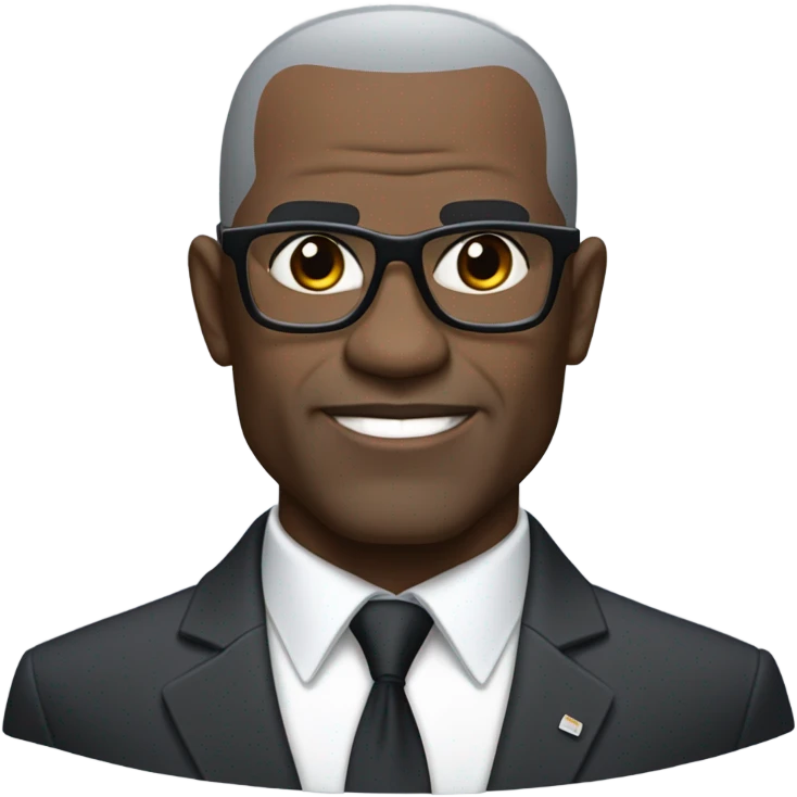 deon sanders with round face and suit and glasses and buzz cut and small eyes and over 50 small gray bearded receding hairline and small black eyes and wrinkled forehead emoji