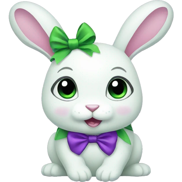 Female green rabbit with a purple bow emoji