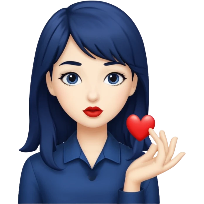 Navy blue kiss, navy hair emoji