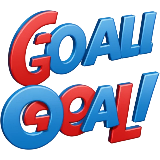 Word “Goal” sign comic style blue (#00A3E0) and red (#F9423A)  emoji