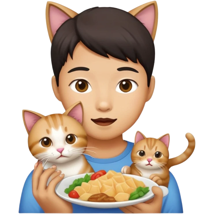 An Asian person eating a cat emoji