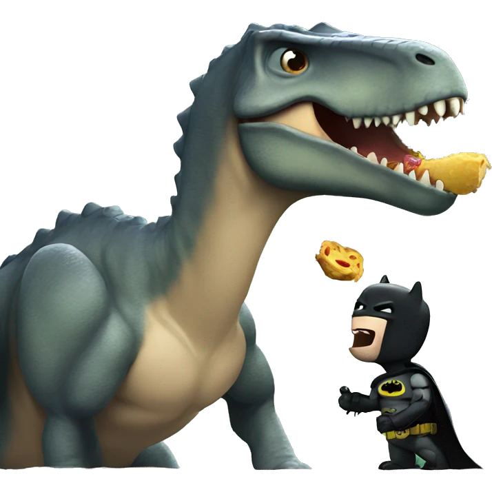 a dinosaur eating batman emoji