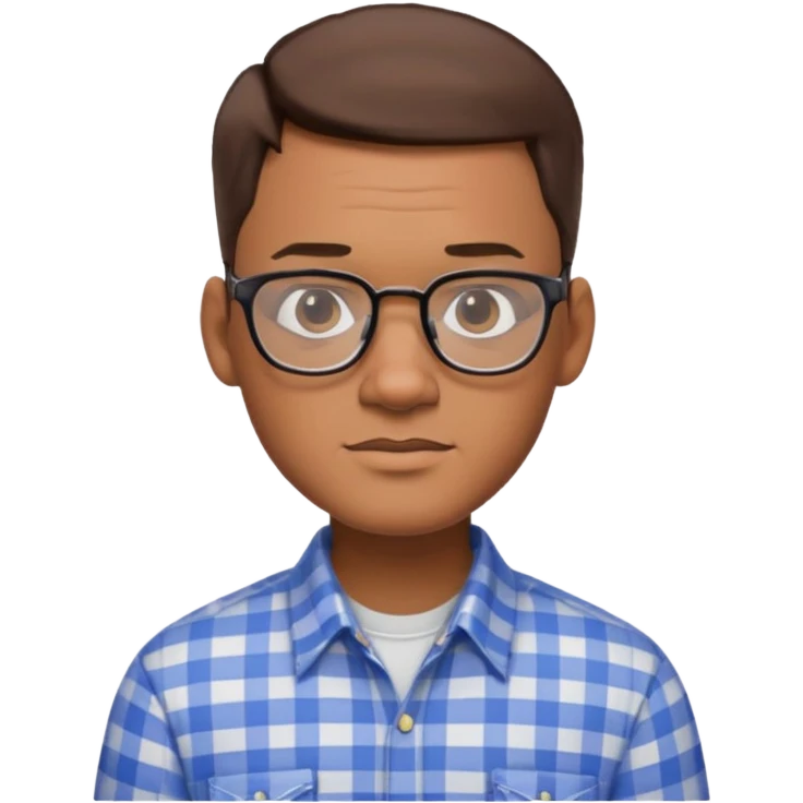 emoji of a man with Will Smith's features, short brown hair, plaid shirt, elegant style, software engineer, glasses emoji
