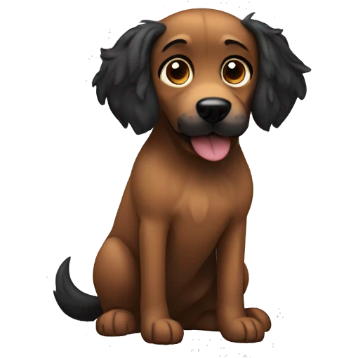 Brown dog  with black long fluffy ears  emoji